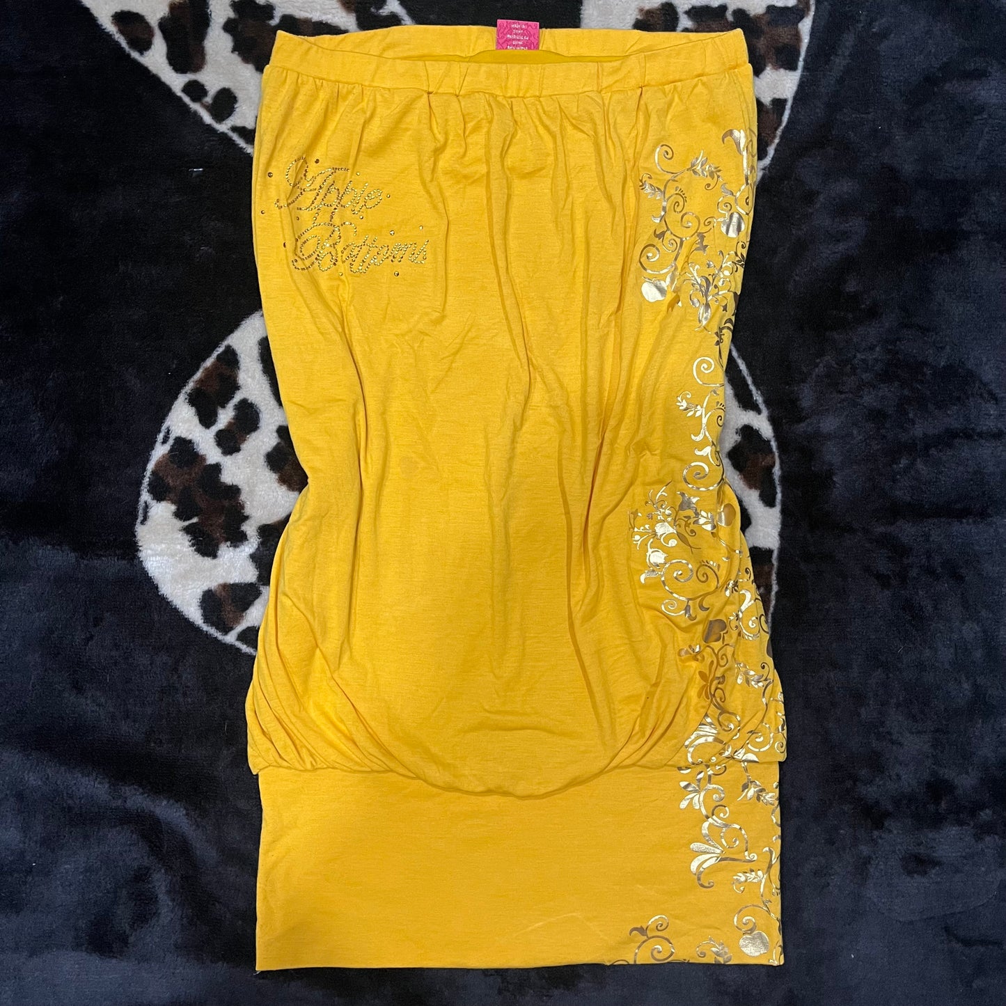 (L/XL) Y2K Apple Bottoms Rhinestoned Yellow Dress