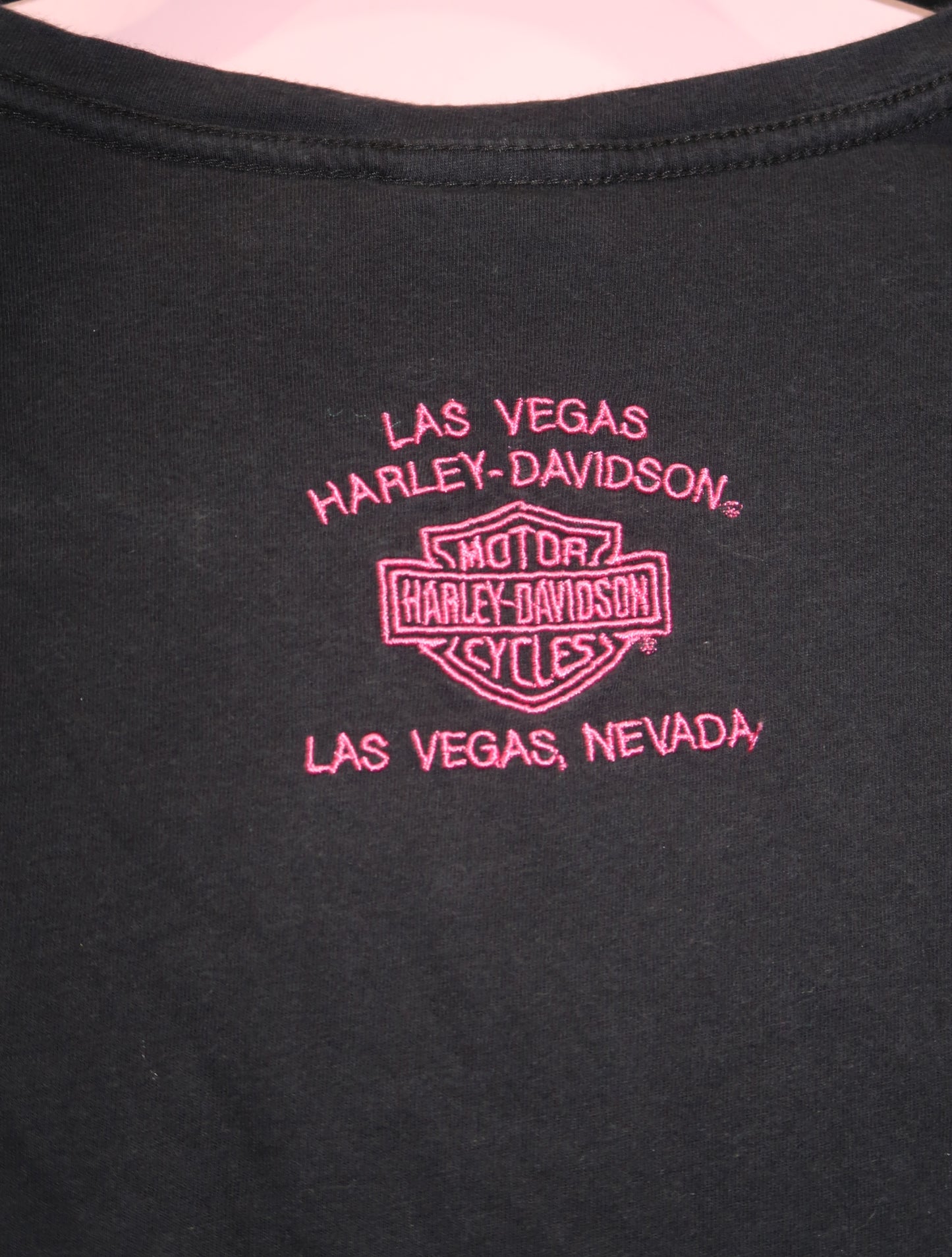 (M) harley davidson pink graphic long sleeve top