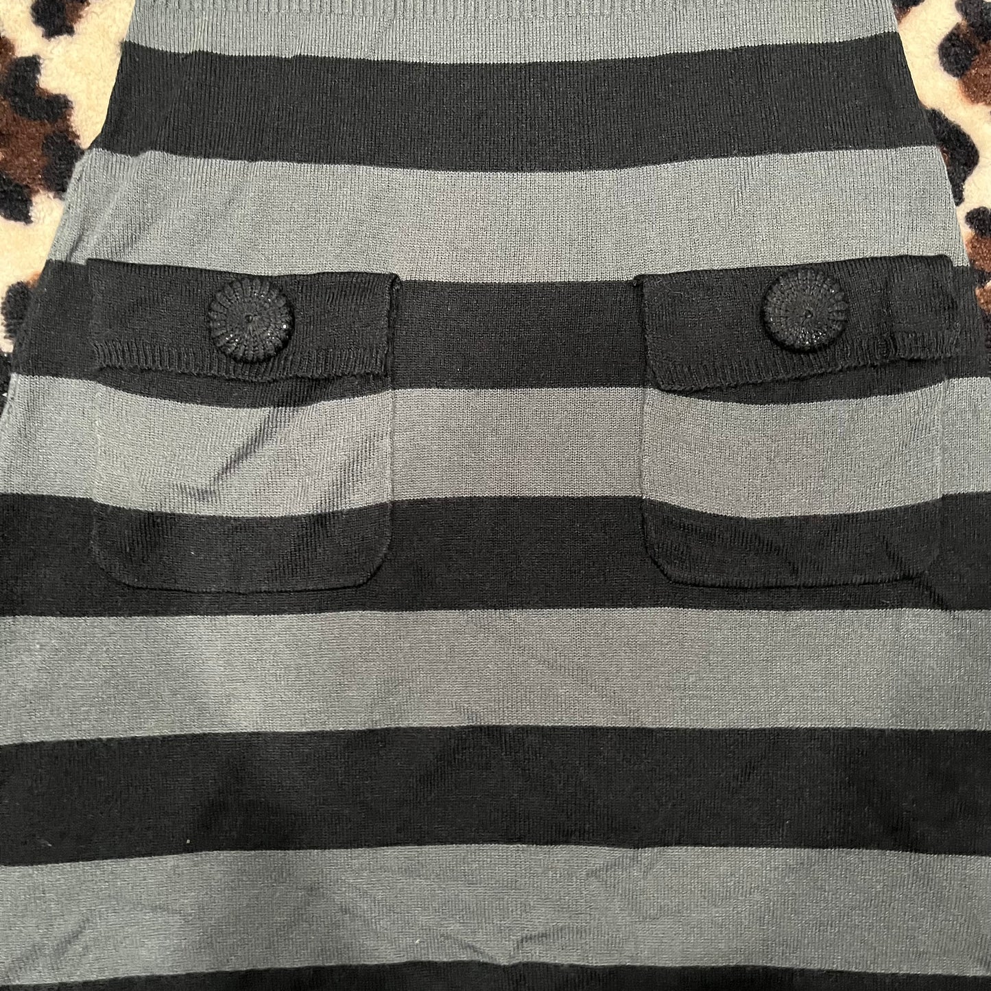 (M/L) Grunge Striped Button Pocket Dress
