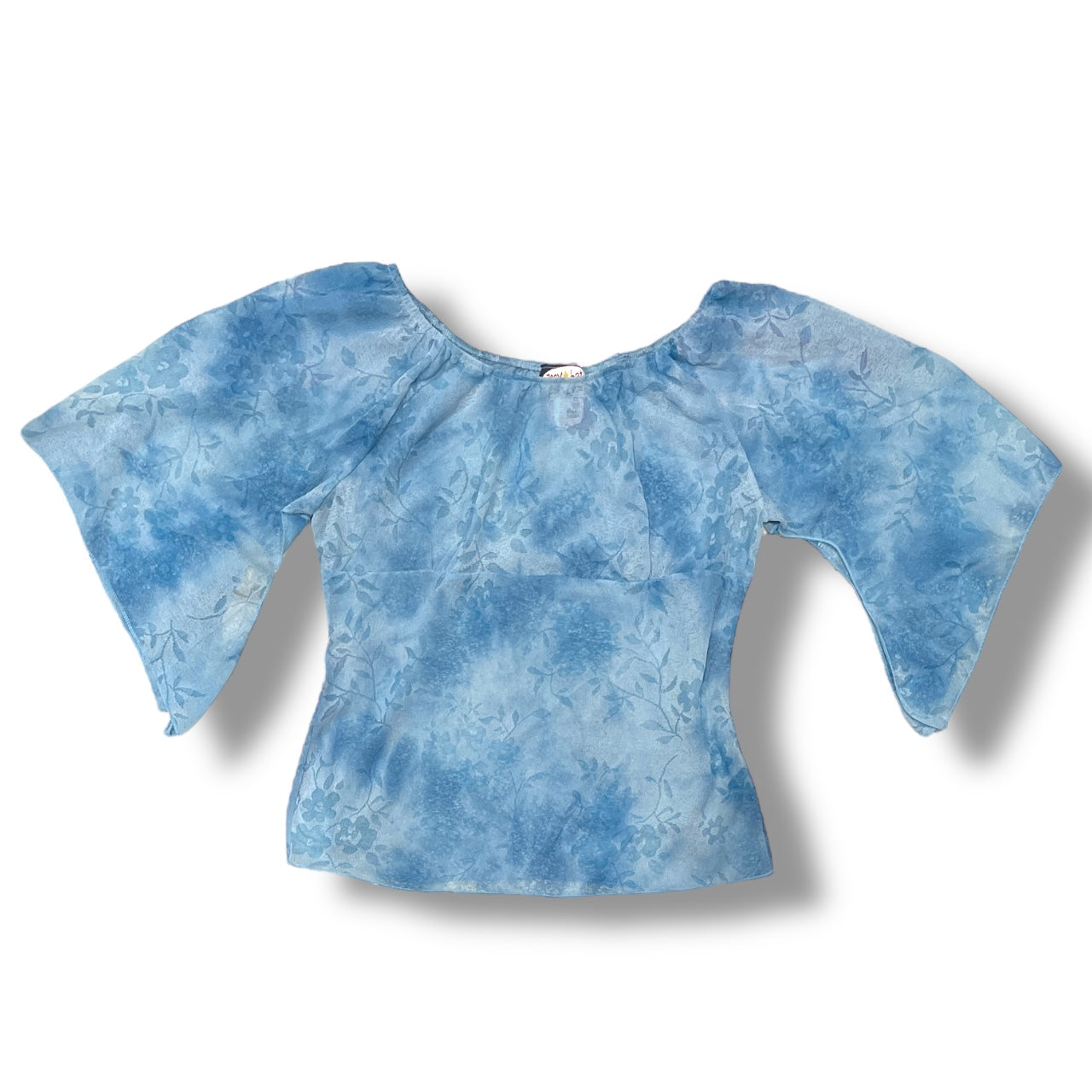 (M) VTG Zoey Beth Floral Barbell Sleeve Tie Up Top