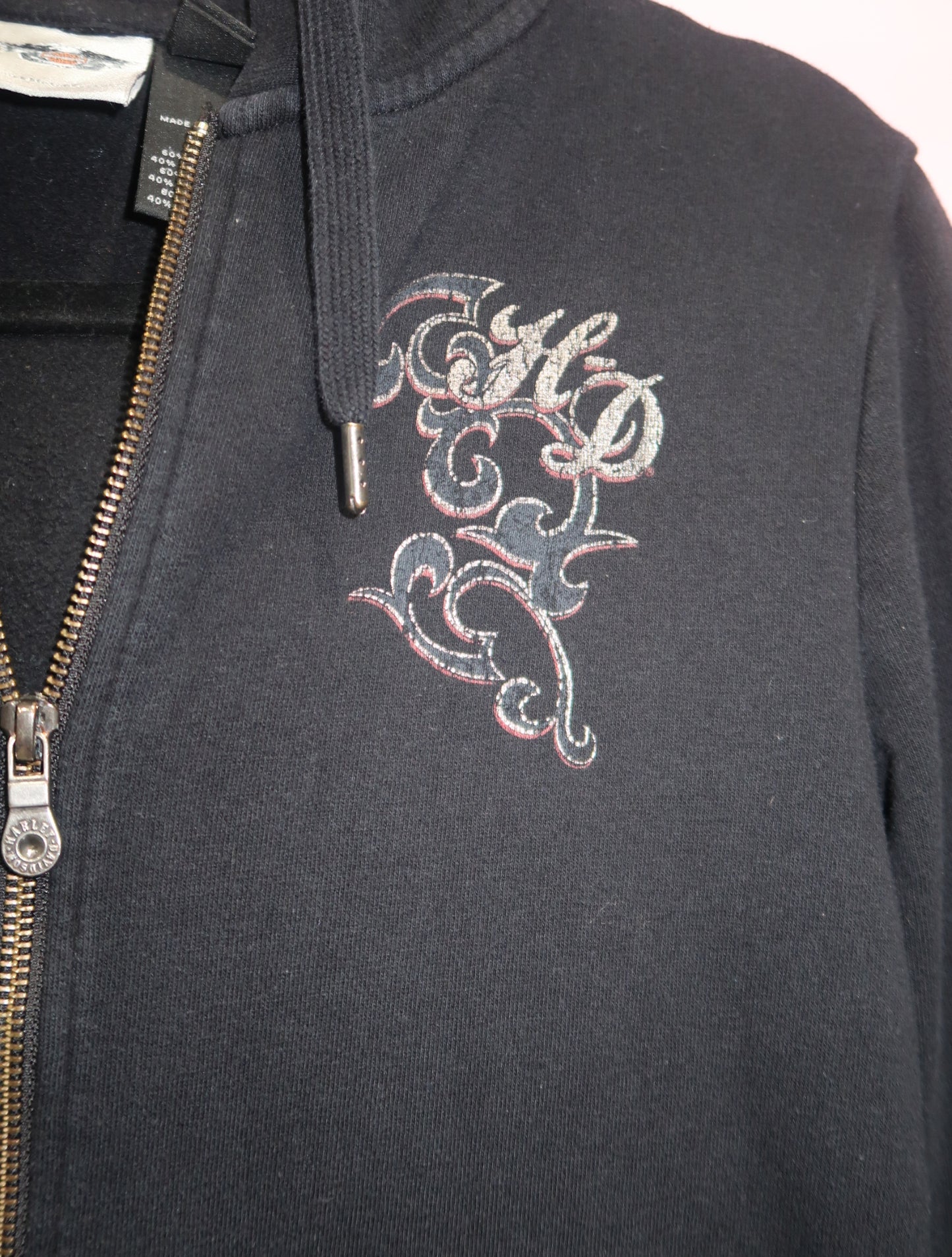 (S) Harley Davidson skull studded biker jacket