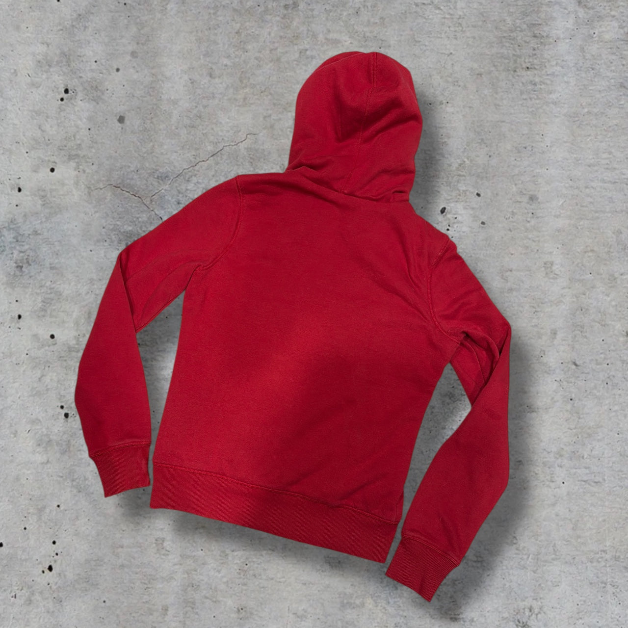 (M) early 2000s guess jeans fur hood red embellished red zip up jacket