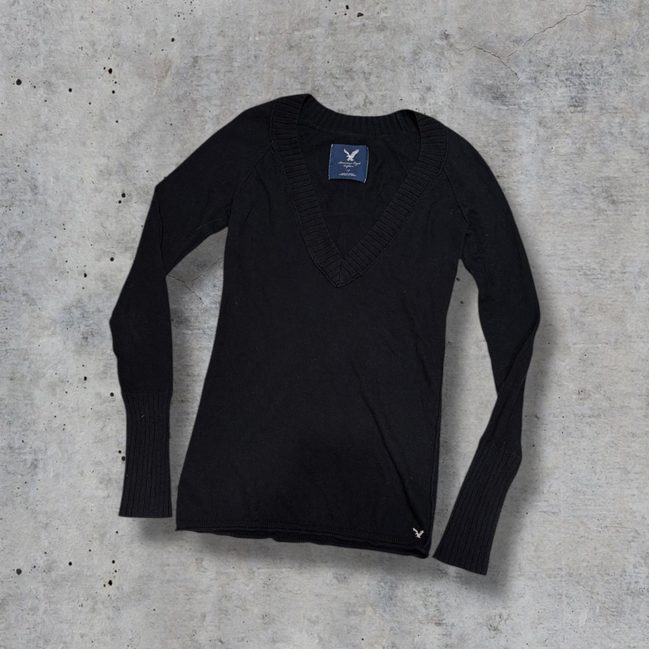 (S/M) 2000s american eagle v neck knit long sleeve