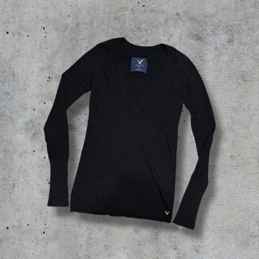 (S/M) 2000s american eagle v neck knit long sleeve