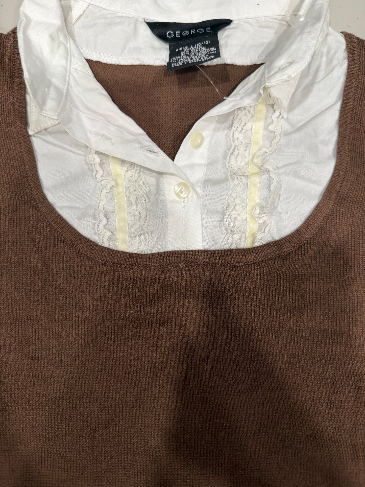 (XS/S) Y2K/ Vintage nwt brown double layered long sleeve