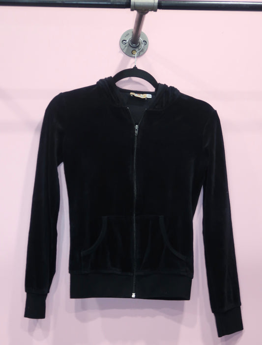 (XS/S) 2000s blank velour black zip up