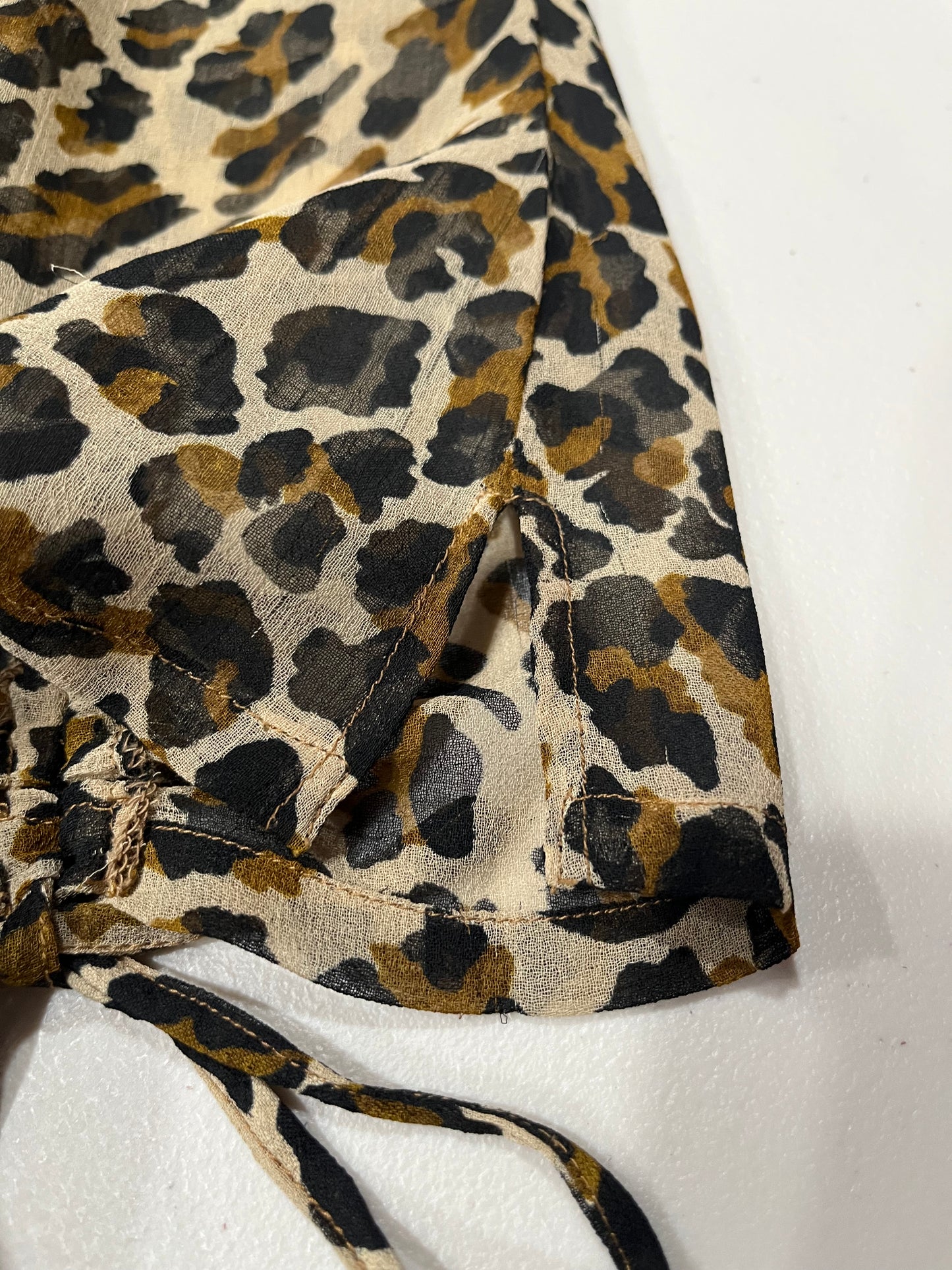 (M) Y2K Leopard Print Sequin Lace Trim Cami Tank