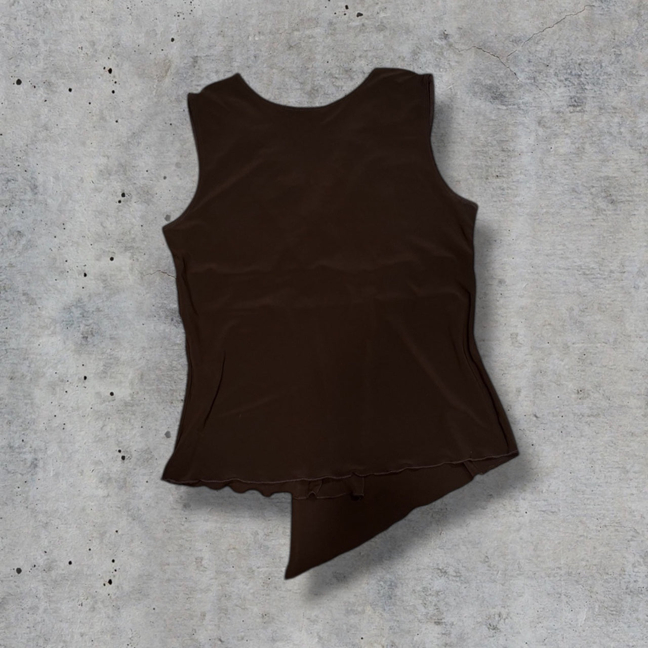(M) vintage cato Brown asymmetrical beaded top