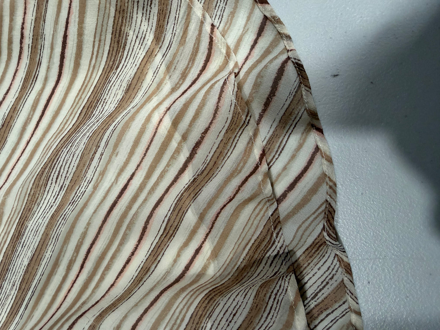 (M) vintage diagonal striped cream/brown midi skirt