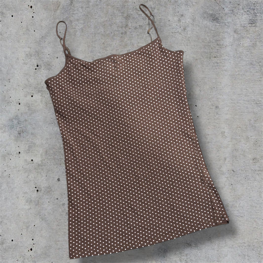 (M) aeropostale brown polka dot tank top
