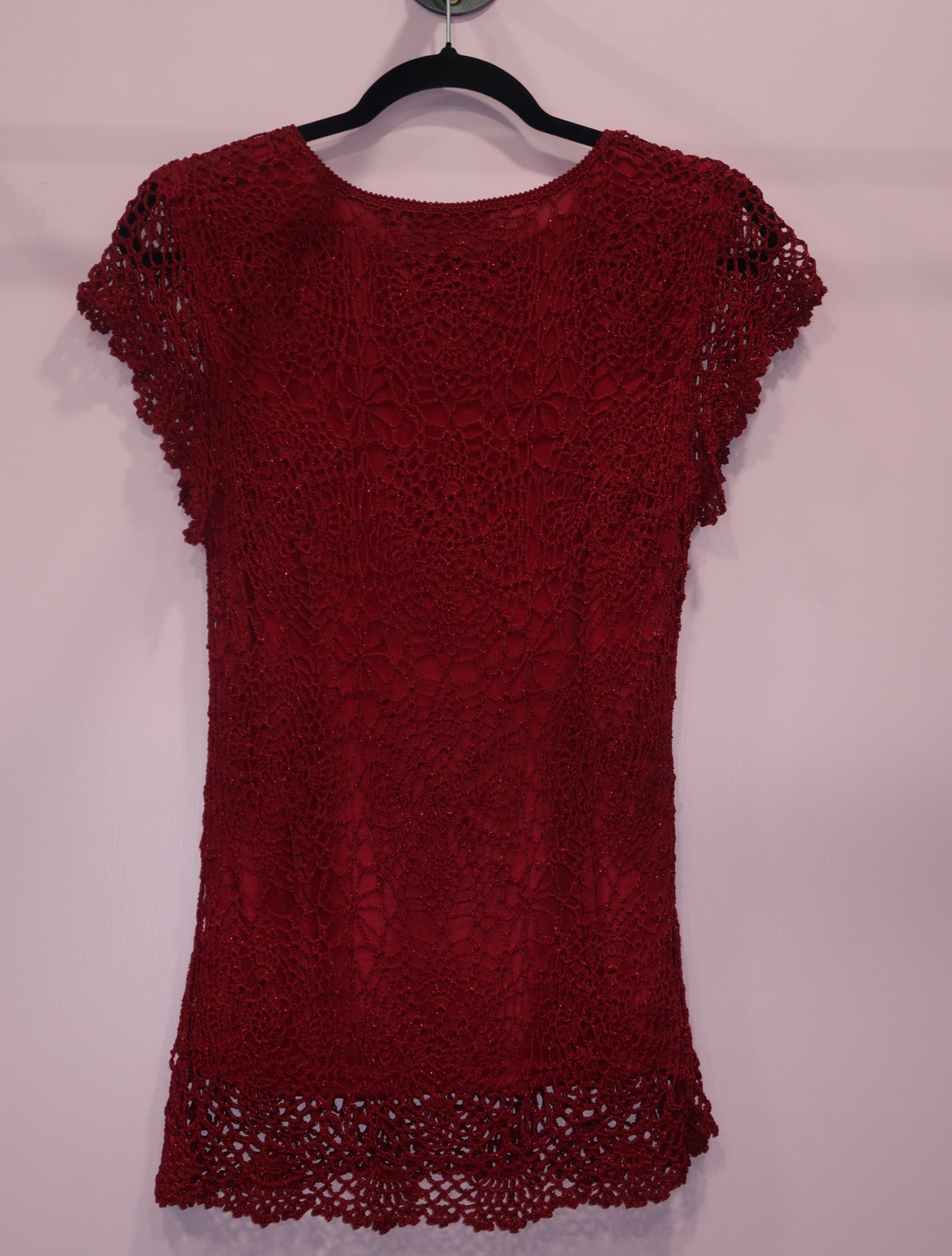 (L/XL) vintage red crochet top