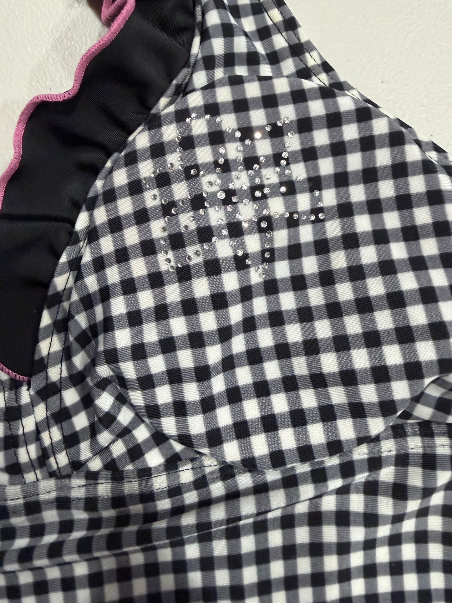 (M/L) 2000s graham ruffle flower embellishment tankini