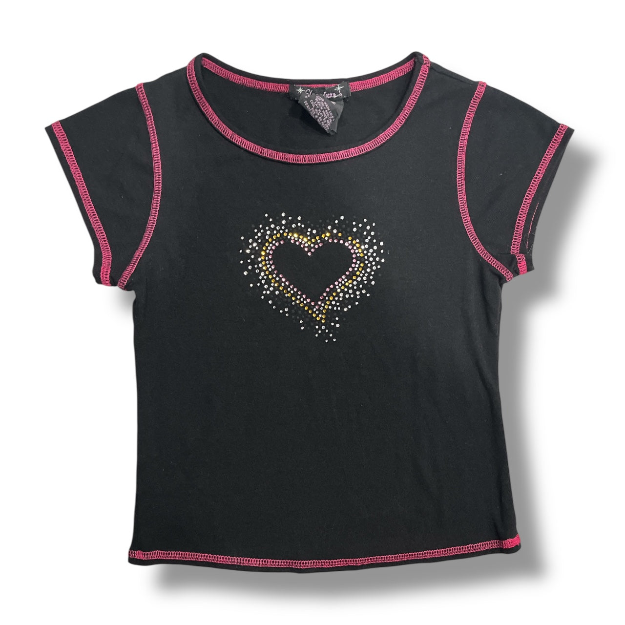 (S) Y2K Embellished Heart Baby Tee