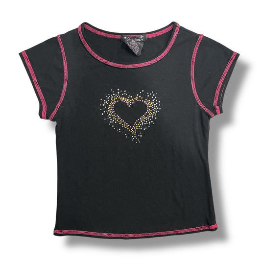 (S) Y2K Embellished Heart Baby Tee
