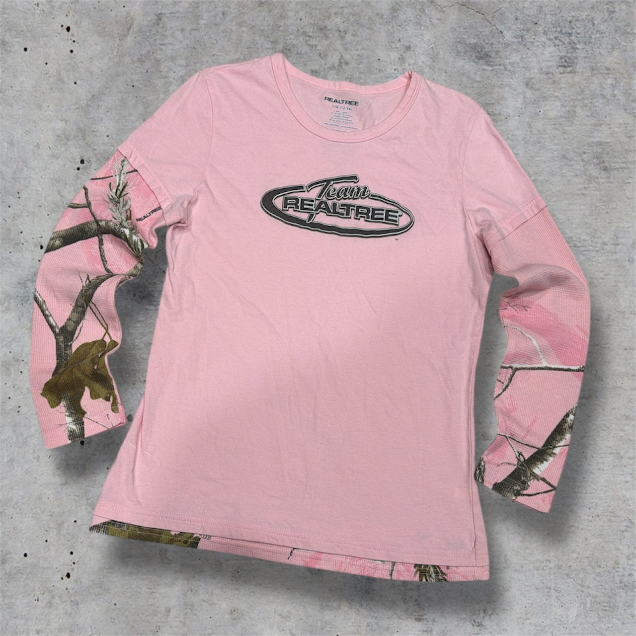 (L) pink camo real tree thermal long sleeve