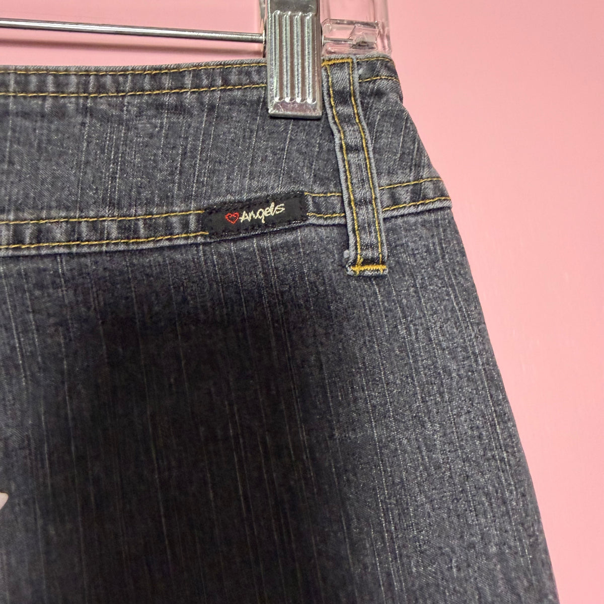 (28”) 2000s angels dark wash low rise flare jeans