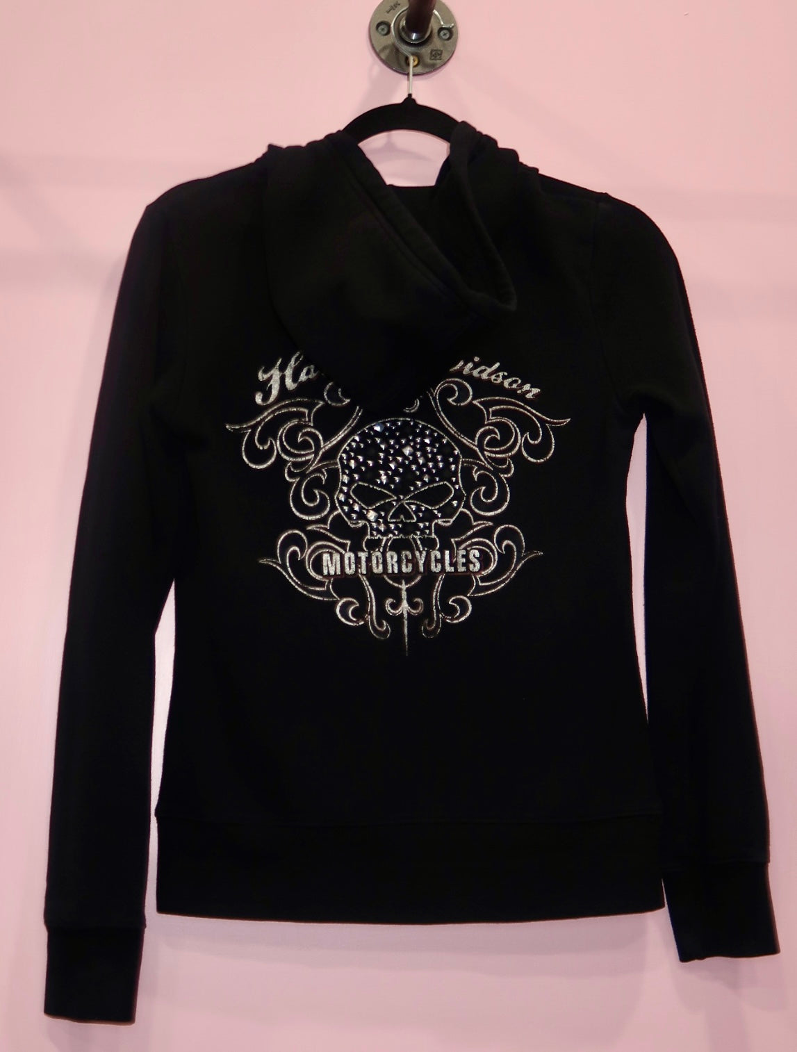 (S) Harley Davidson skull studded biker jacket