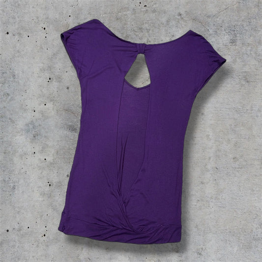 (M/L) 2000s purple backless cutout bow top