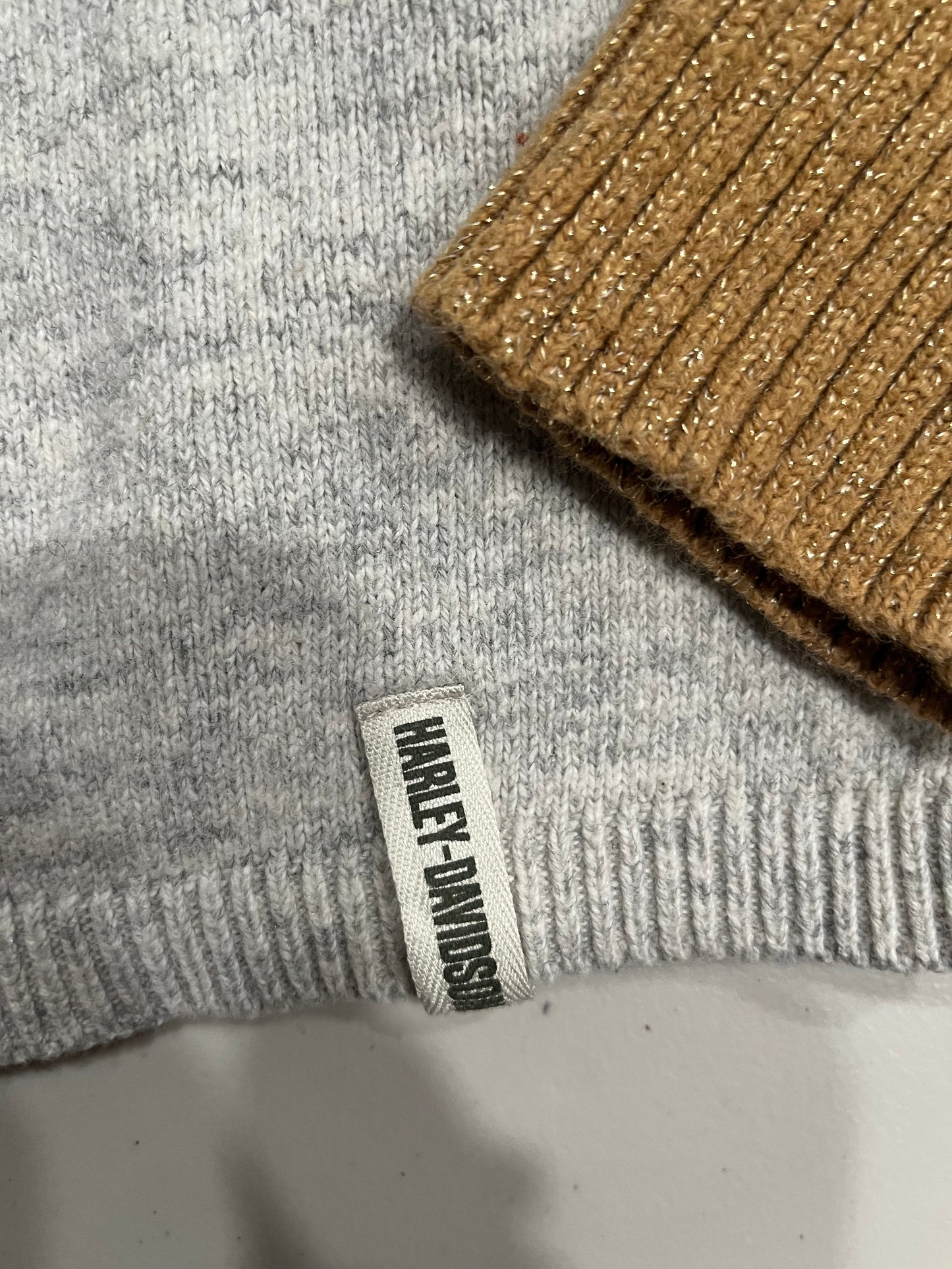 (L) Vintage Knit Harley Davidson Embroidered Long Sleeve