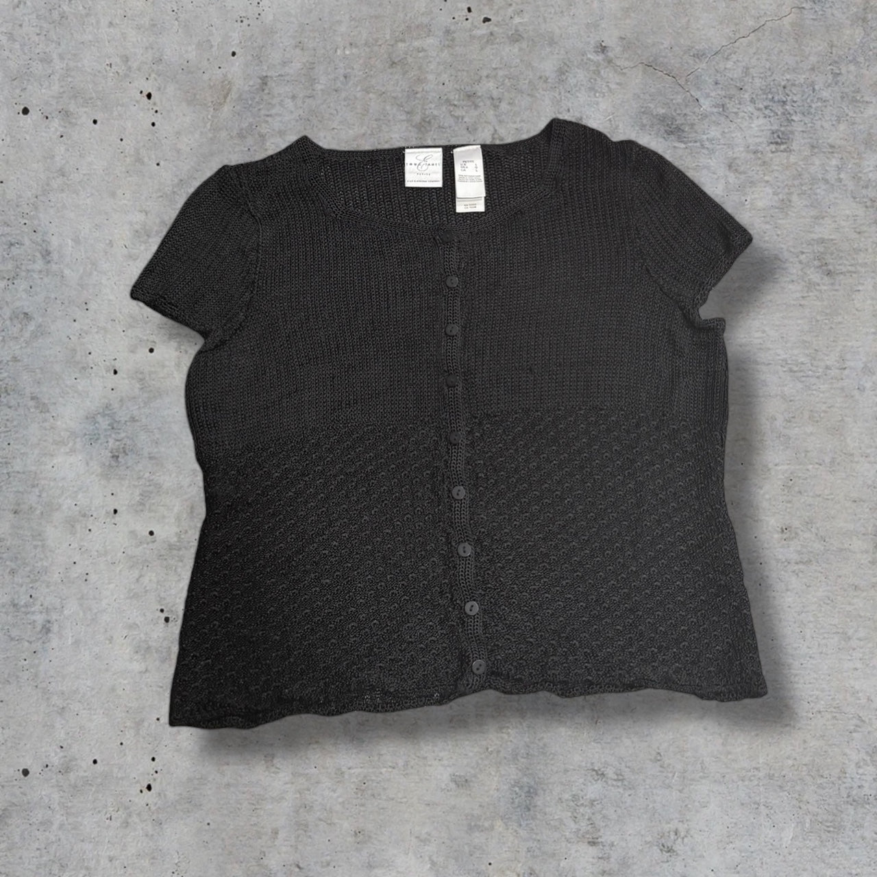 (L) vintage knit buttoned top