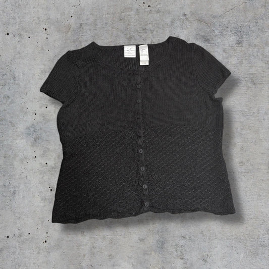 (L) vintage knit buttoned top
