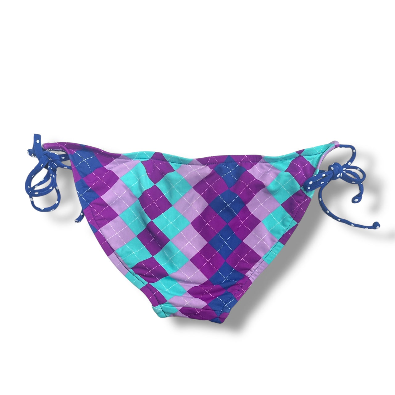 (S) Y2K Argyle Polka Dot Bikini Bottom