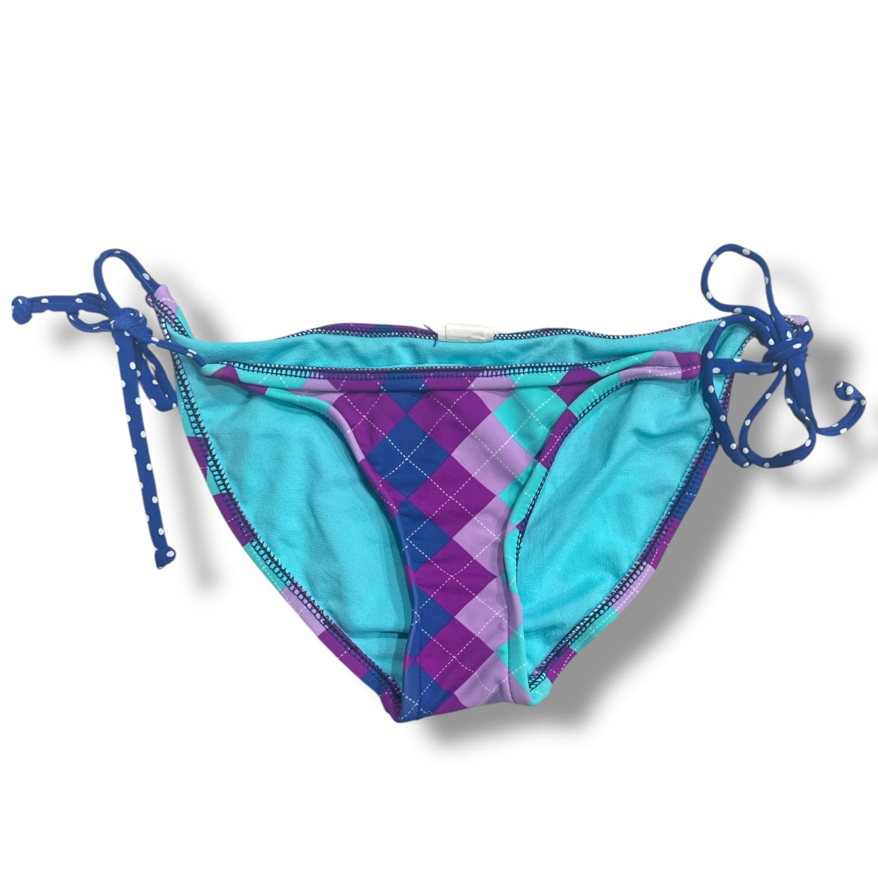 (S) Y2K Argyle Polka Dot Bikini Bottom