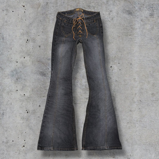 (24”) 2000s lei lace up flared grunge jeans