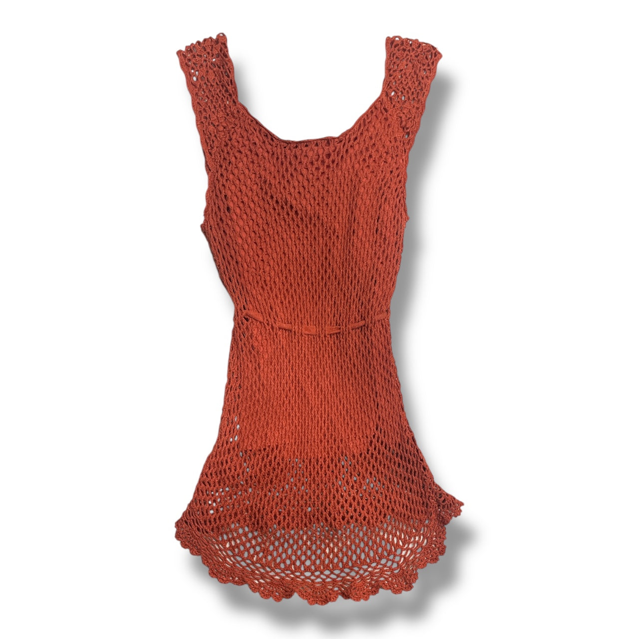 (M/L) Vintage Crochet Floral Tie Up Top