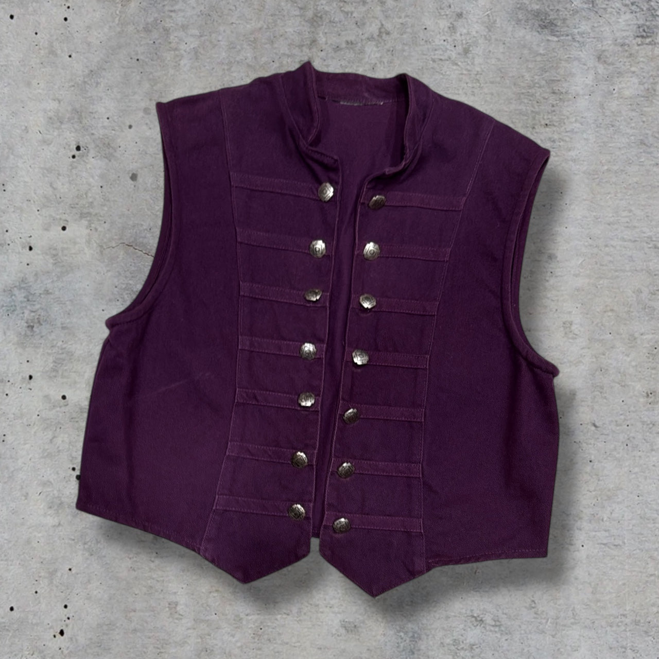 (M/L) vintage gothic victorian military button vest