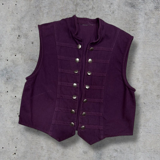 (M/L) vintage gothic victorian military button vest