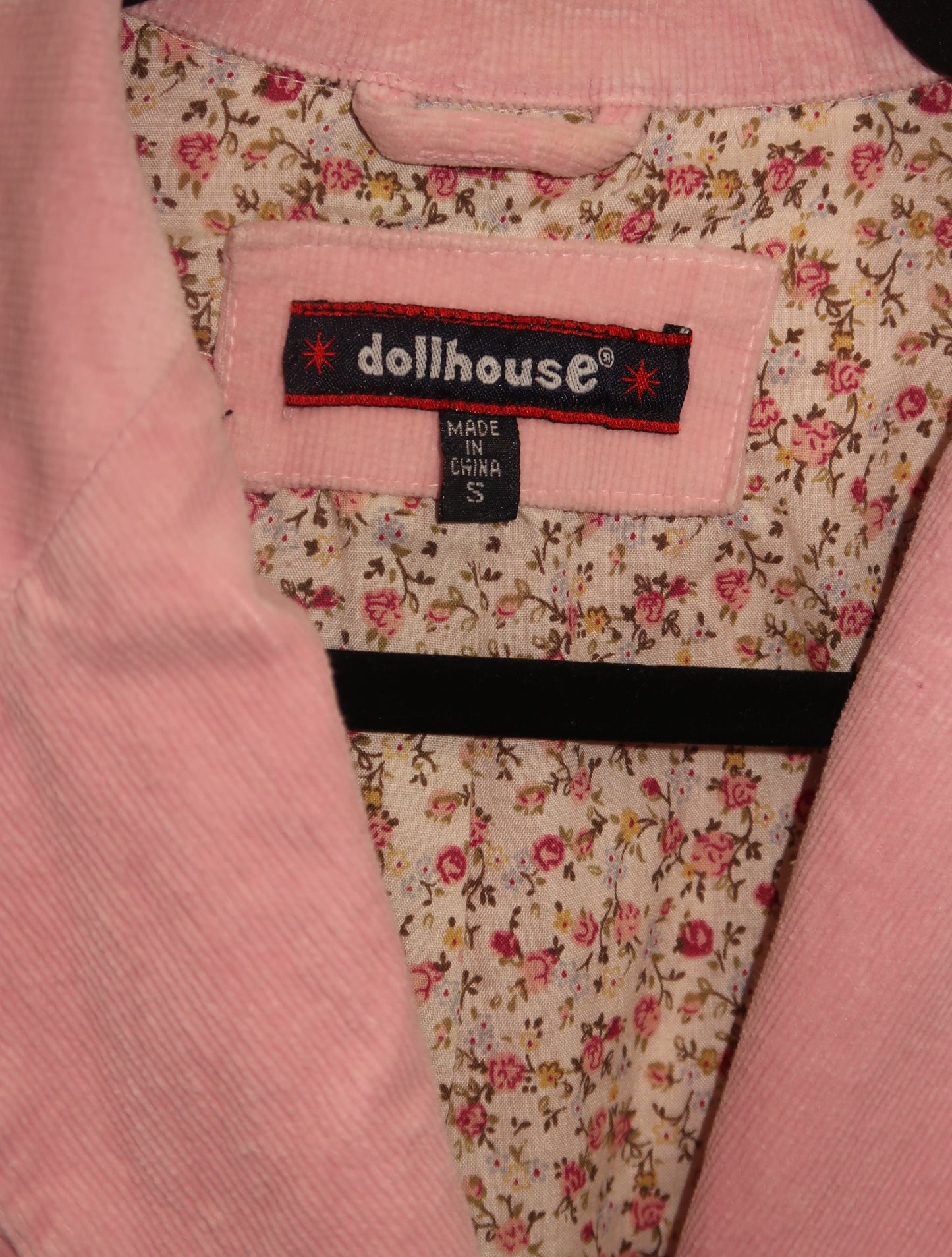 (S) 2000s Dollhouse pink corduroy  blazer with floral lining
