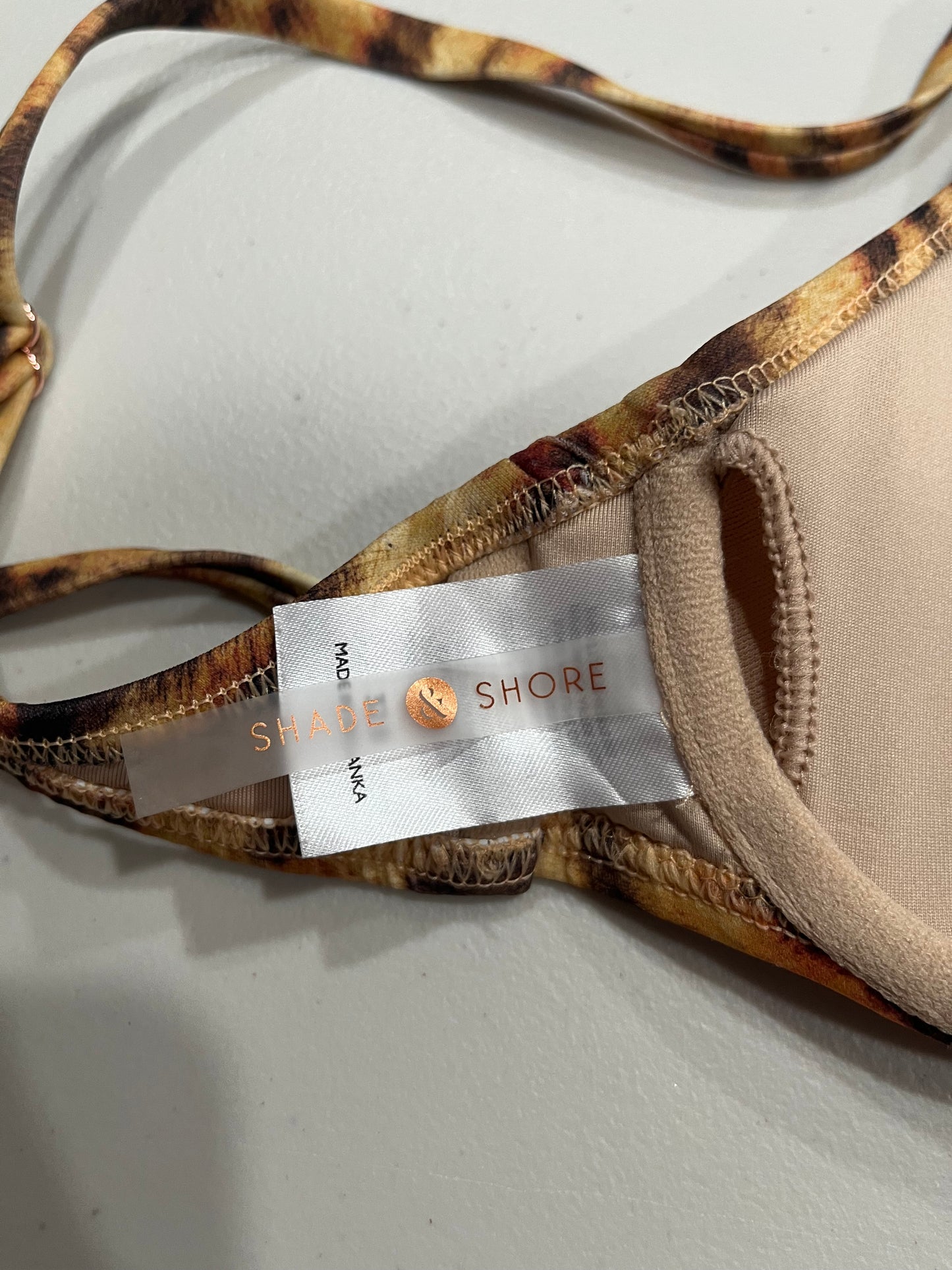 (S) Vintage zebra print padded bikini top