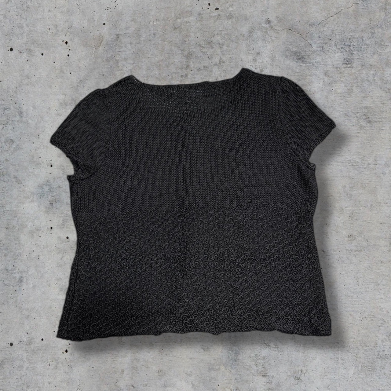 (L) vintage knit buttoned top
