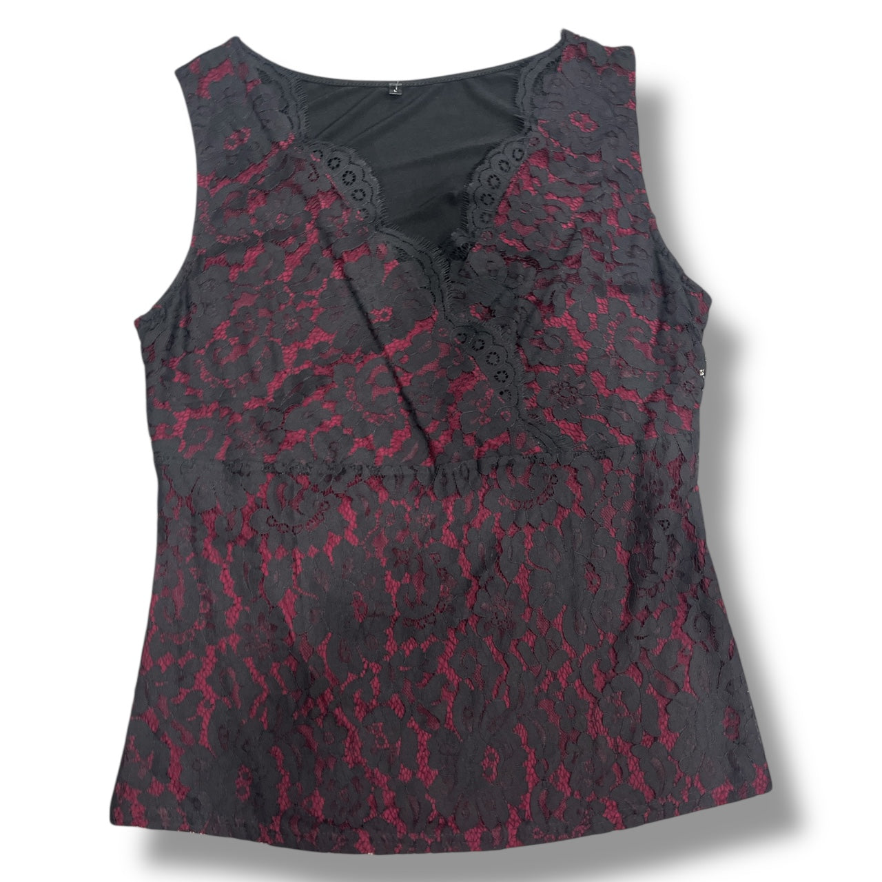 (L) 2000s Red & Black Lace Tank