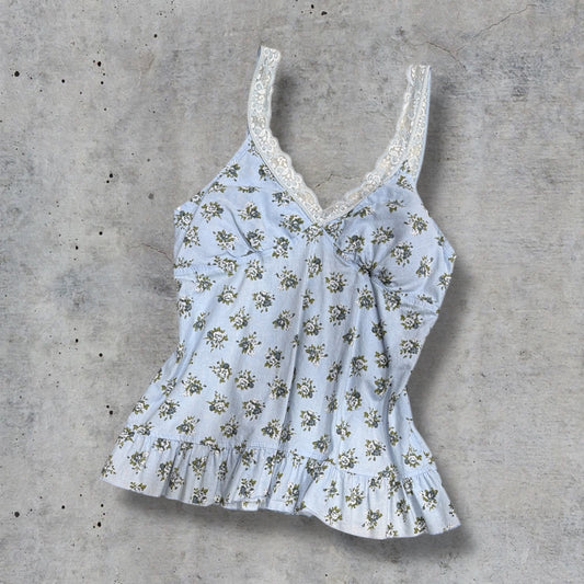 (XL/XXL) y2k lei lace trim floral cottagecore top