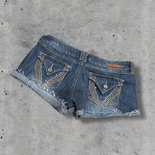 (30”) y2k almost famous denim embellished shorts