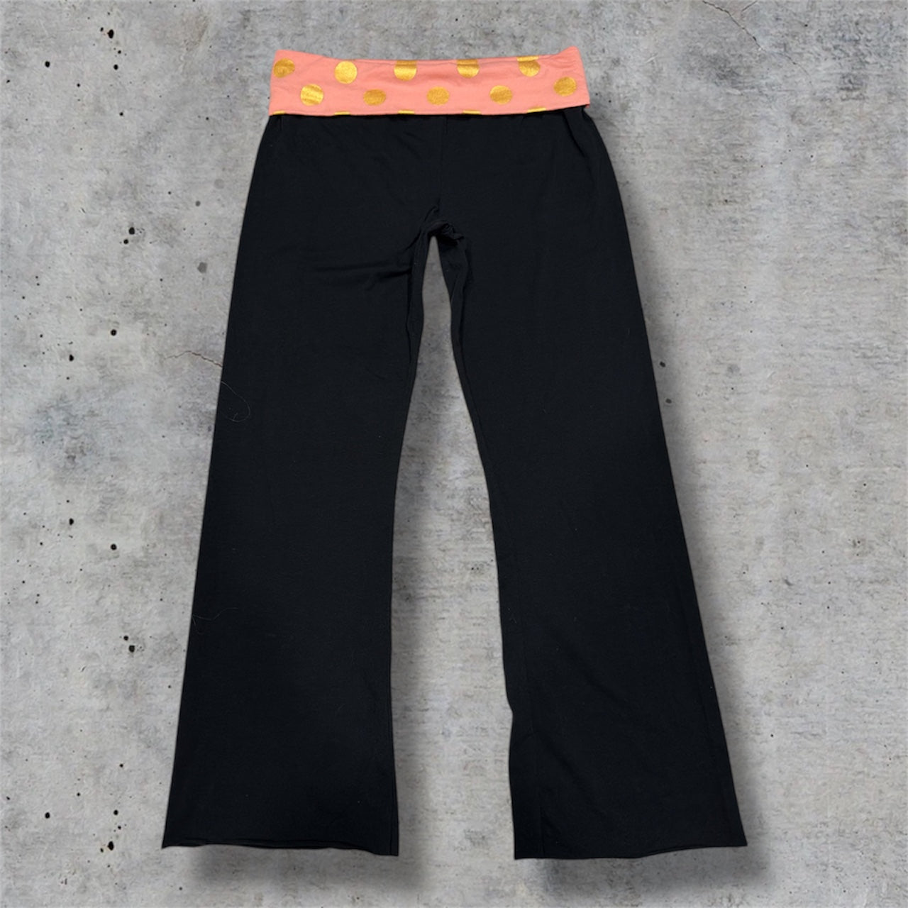 (L/XL) Y2K polka dot foldover flared leggings