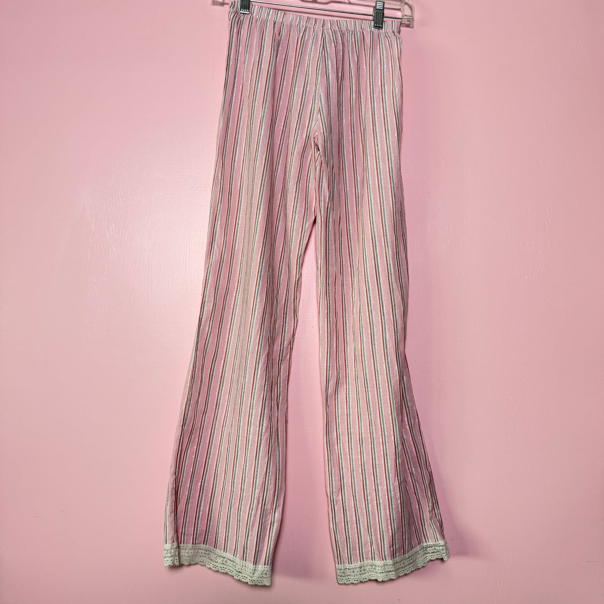 (XS/S) 2000s Lei striped lace trim pink pj pants