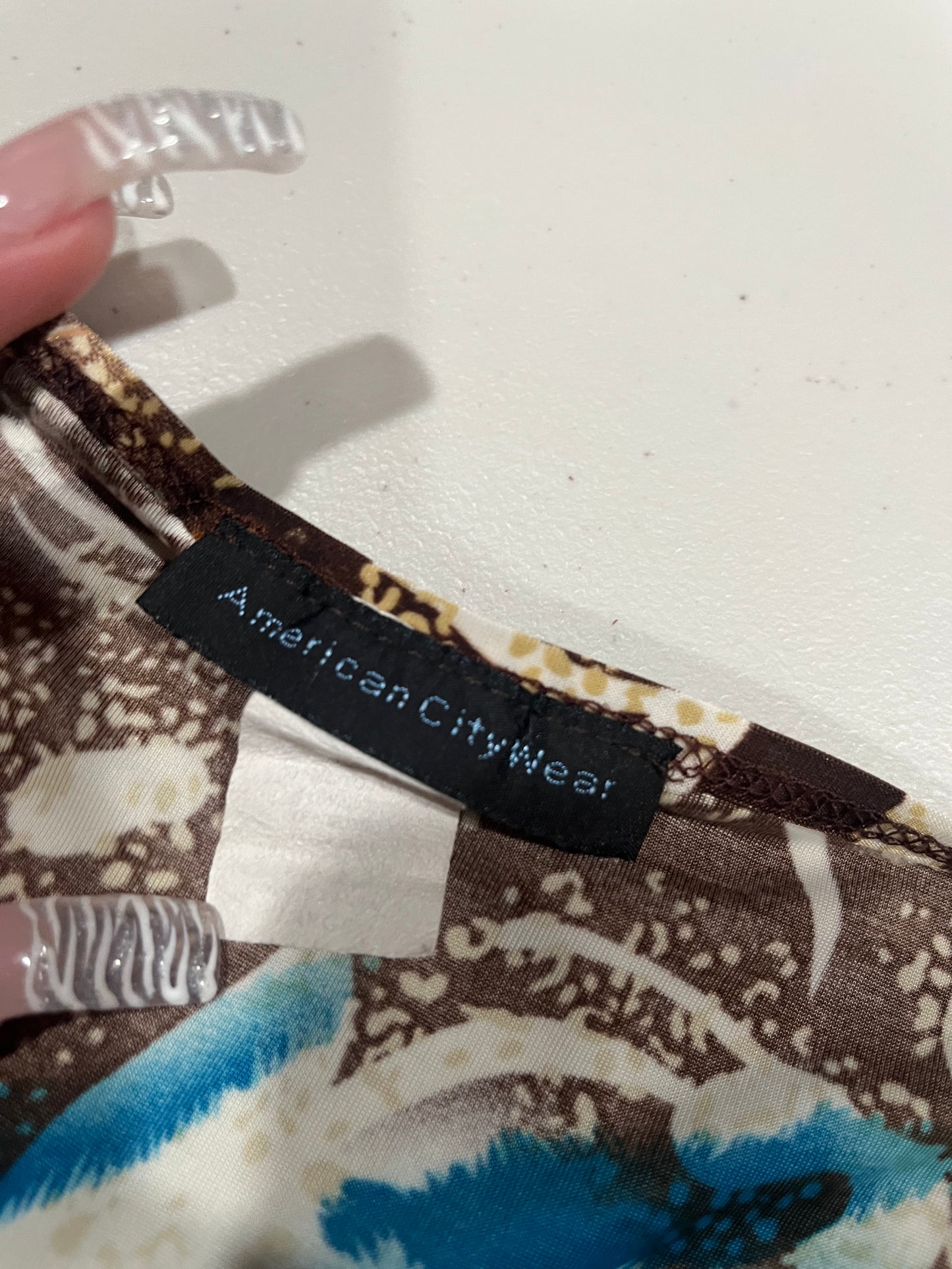 (L) 2000s Leopard & Zebra Print Asymmetrical Top