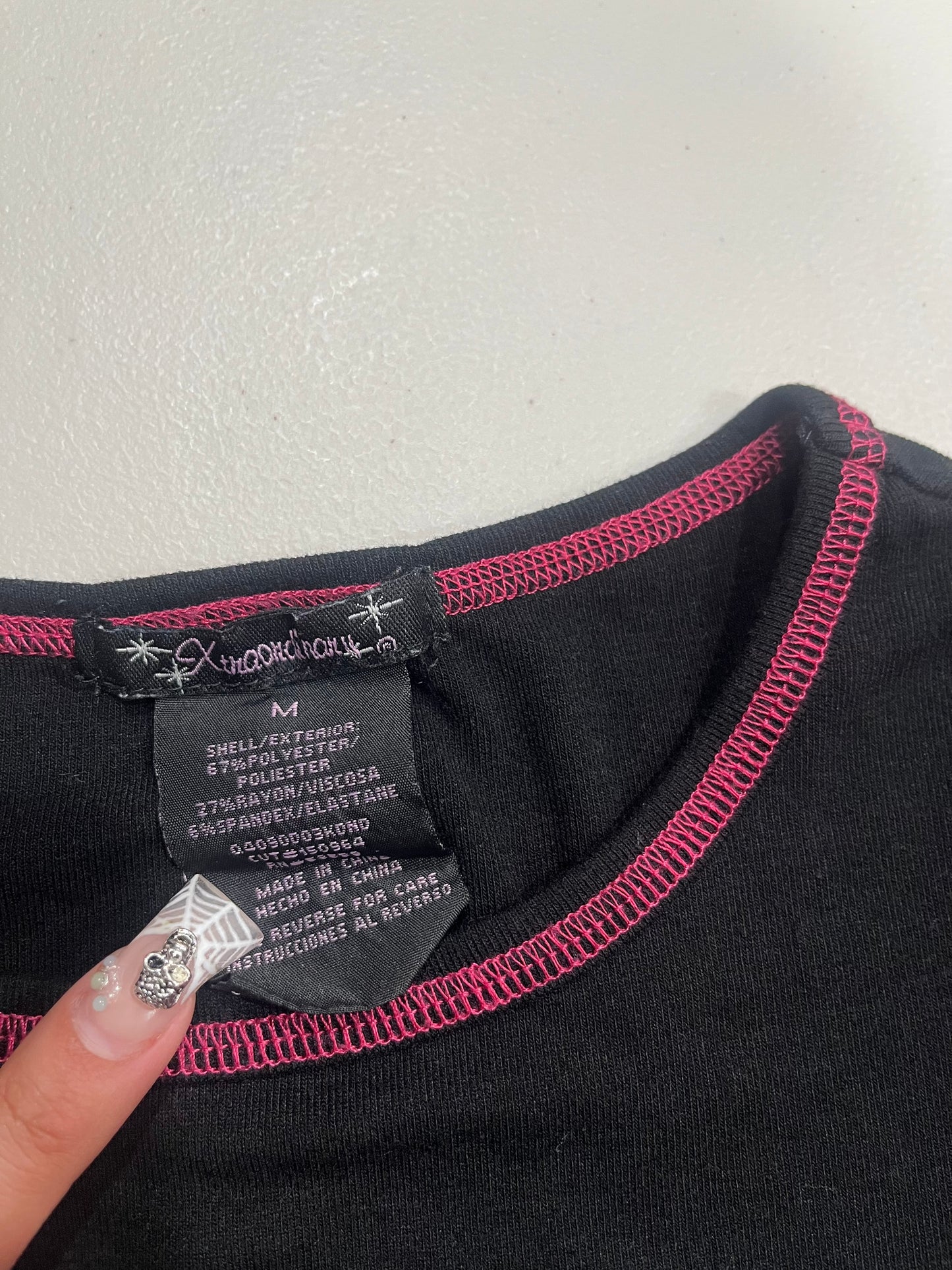 (S) Y2K Embellished Heart Baby Tee