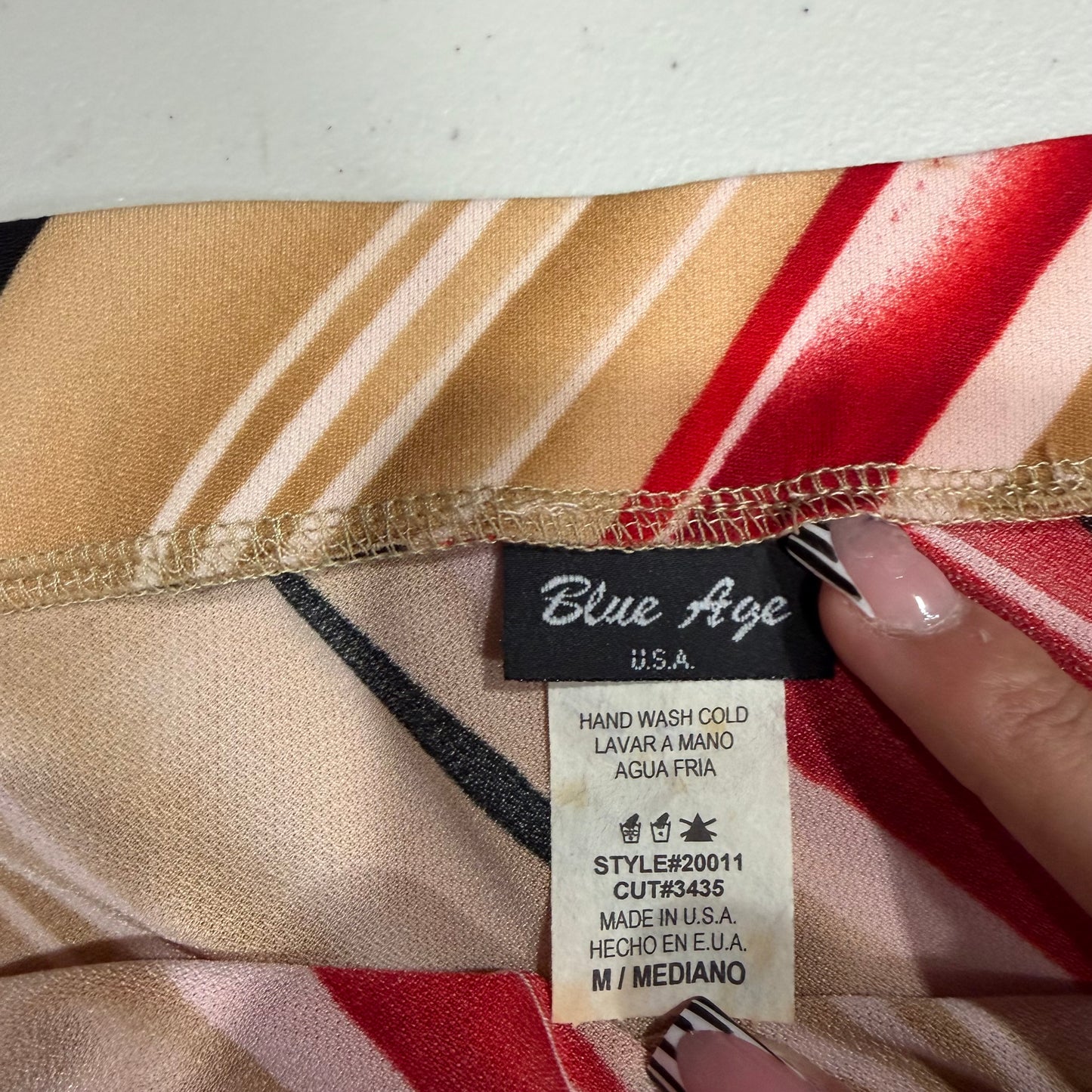 (S/M) vintage striped midi bodycon dress