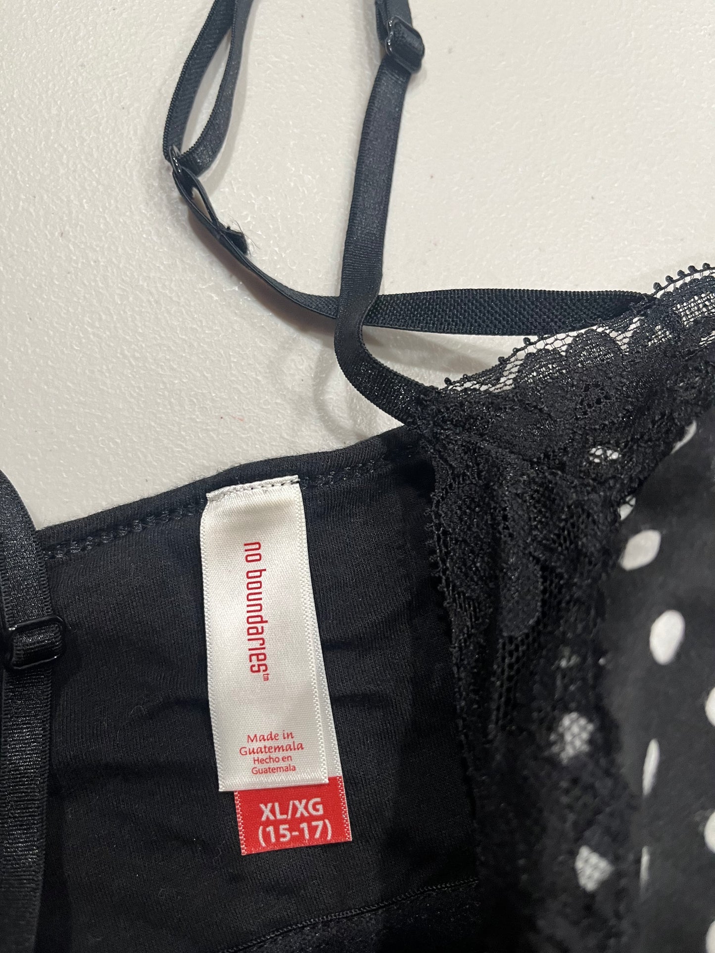 (XL) No Boundaries Lace Trim Polka Dot Top