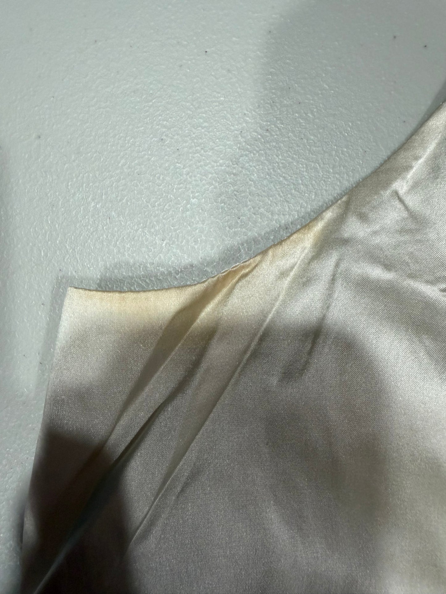 (M) vintage gold & white beaded 100% silk midi dress