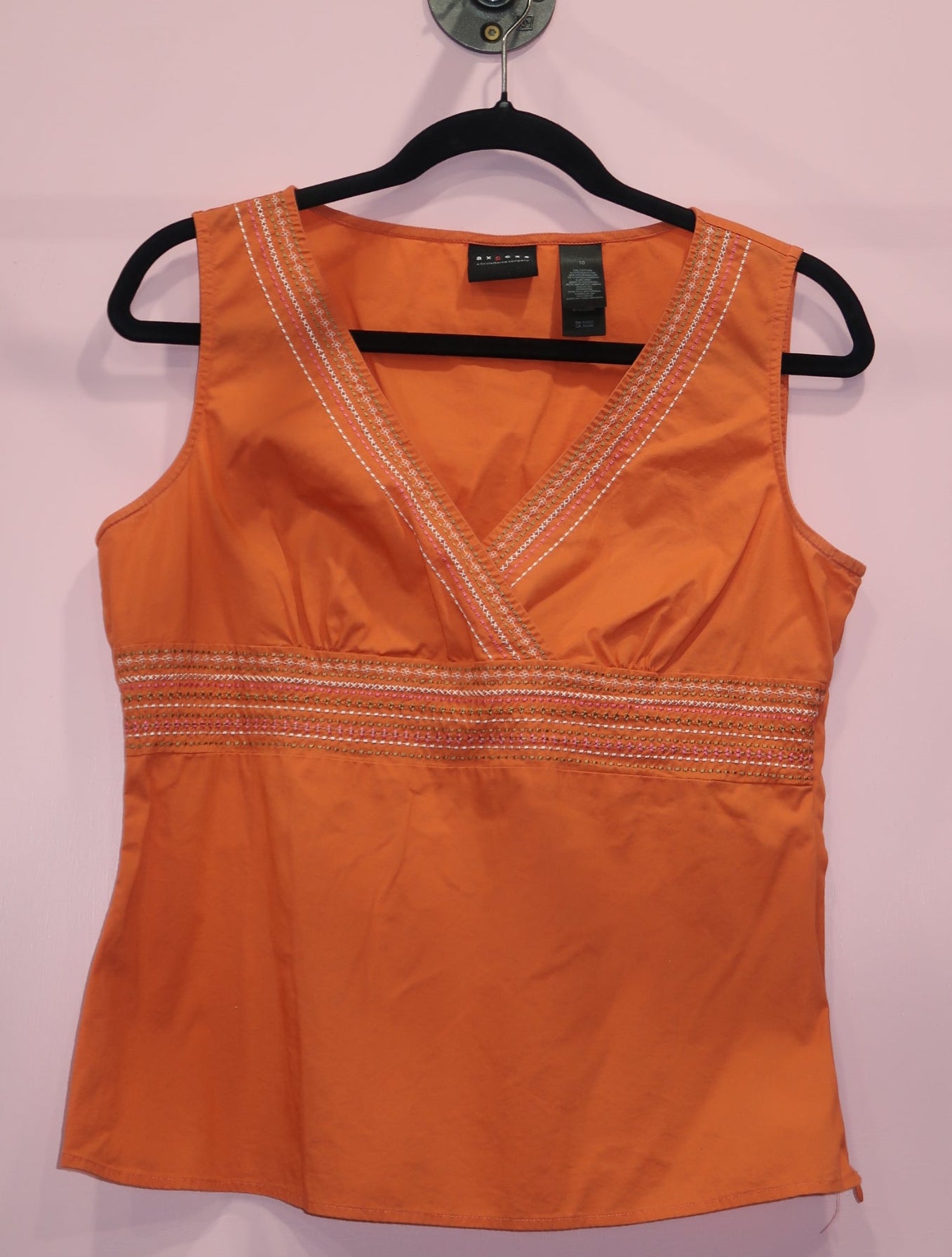 (L) Orange bohemian embroidered top
