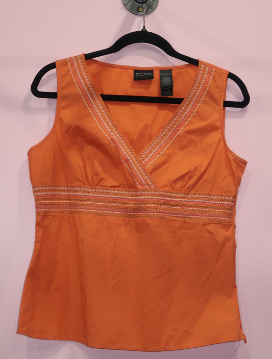 (L) Orange bohemian embroidered top