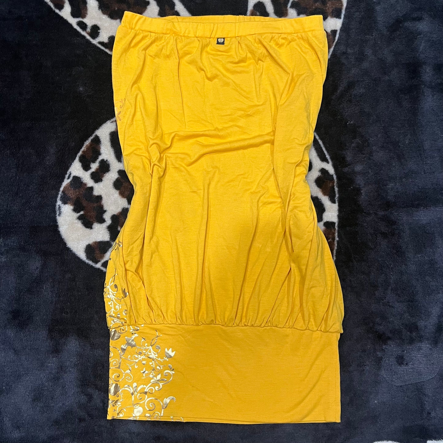 (L/XL) Y2K Apple Bottoms Rhinestoned Yellow Dress